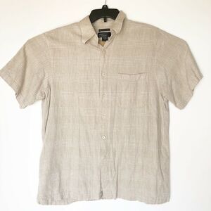 Marc Edwards Mens XL Shirt Button Front Pocket Washable Linen Short Sleeve
